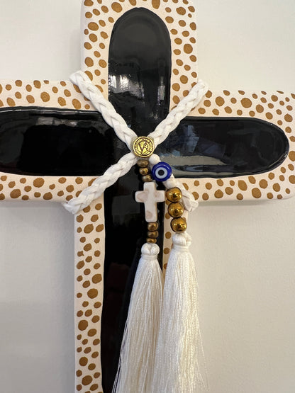 GEORGE AND COLE Goldene Black Ceramic Cross - Small