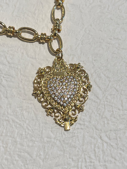 Diamanté Heart Necklace