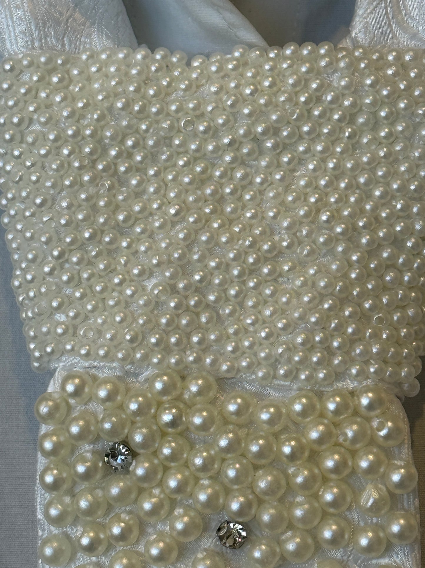 White Tie With Pearls And Rhinestones