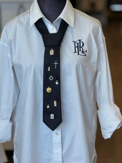 Black Tie With Gold Charms