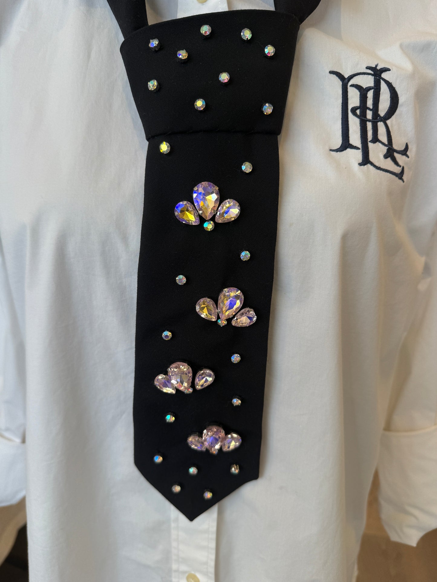 Black Tie With Pink Rhinestones