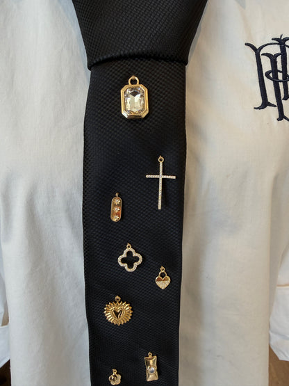 Black Tie With Gold Charms
