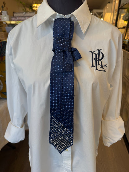 Navy Tie With Pearls & Diamentees