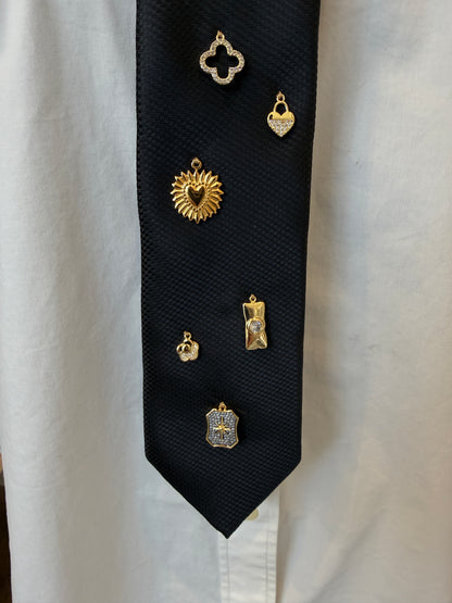 Black Tie With Gold Charms