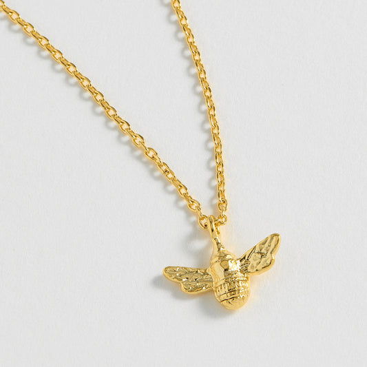 Bee Necklace With Sparkle Wings Gold