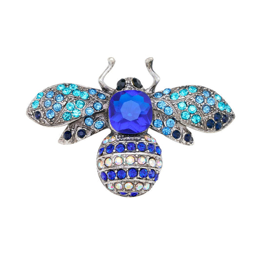 Bee Silver Crystal Brooch