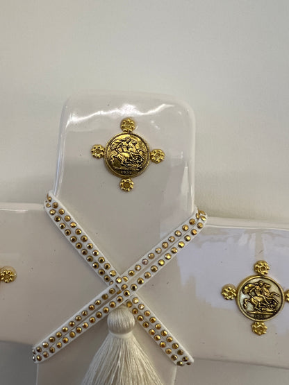 GEORGE AND COLE Saint White Ceramic Cross - Medium