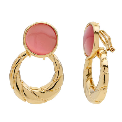 Cat Eye Knocker Clip On Earrings Rose