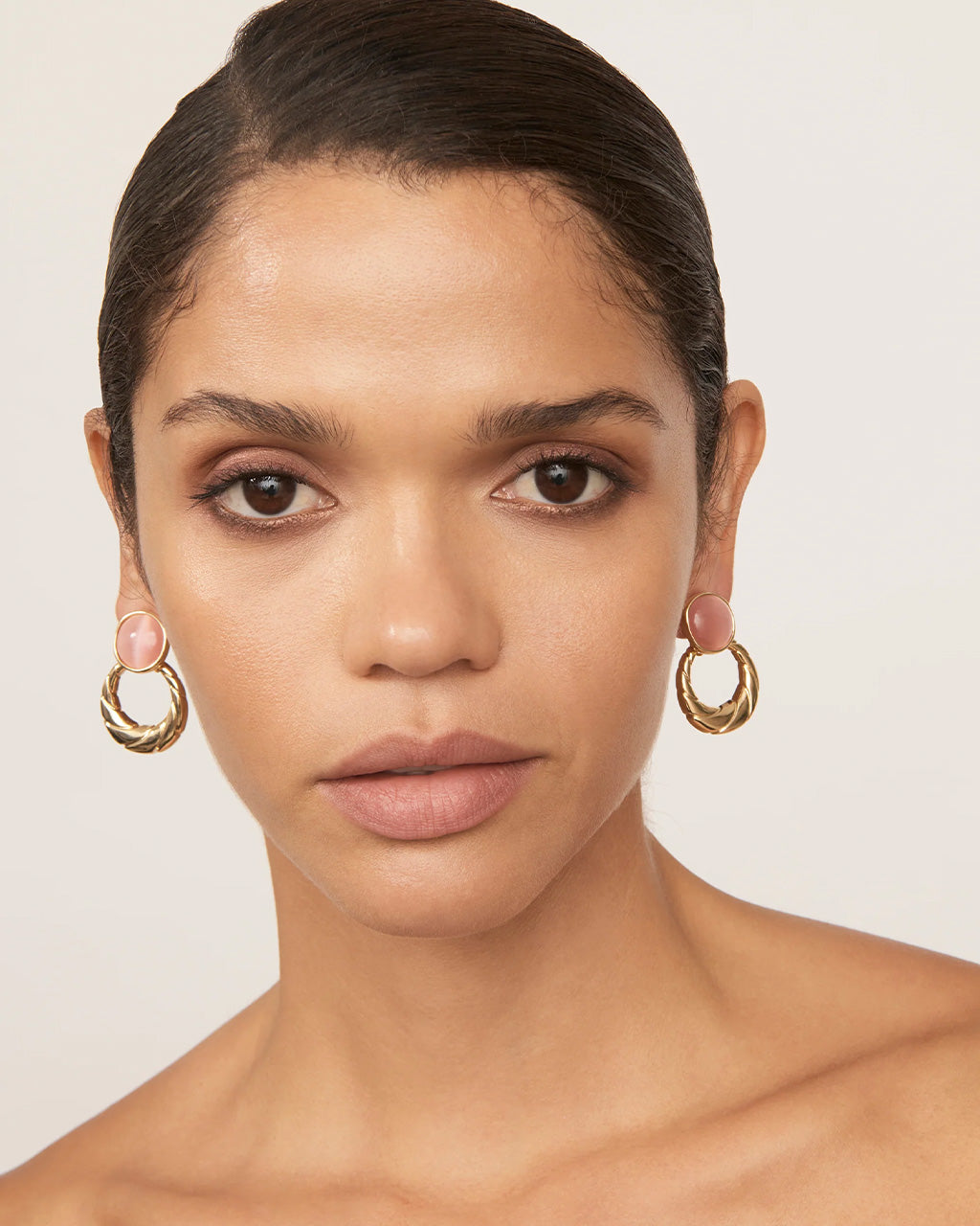Cat Eye Knocker Clip On Earrings Rose
