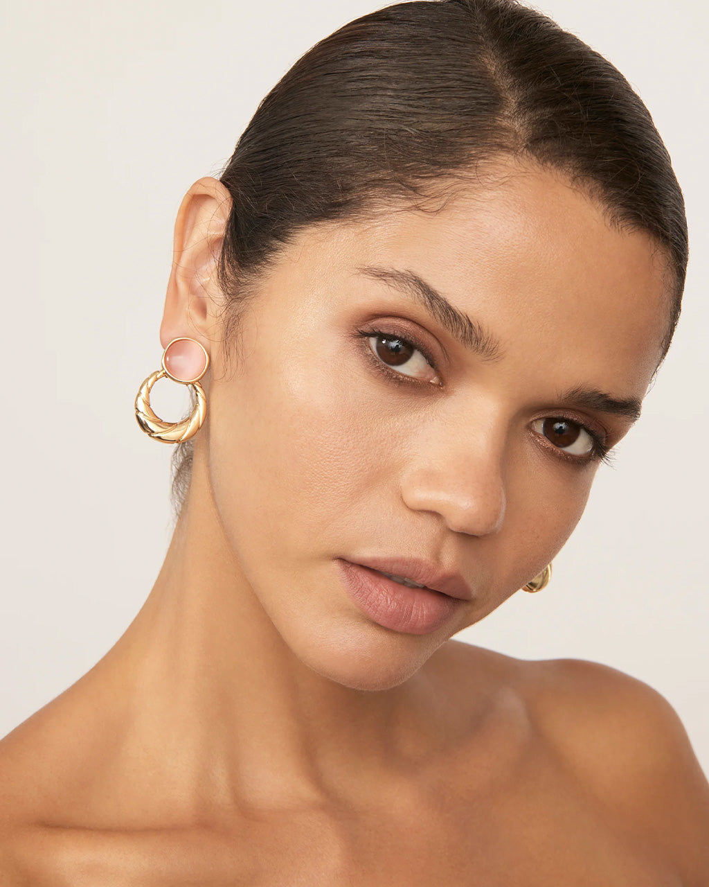 Cat Eye Knocker Clip On Earrings Rose