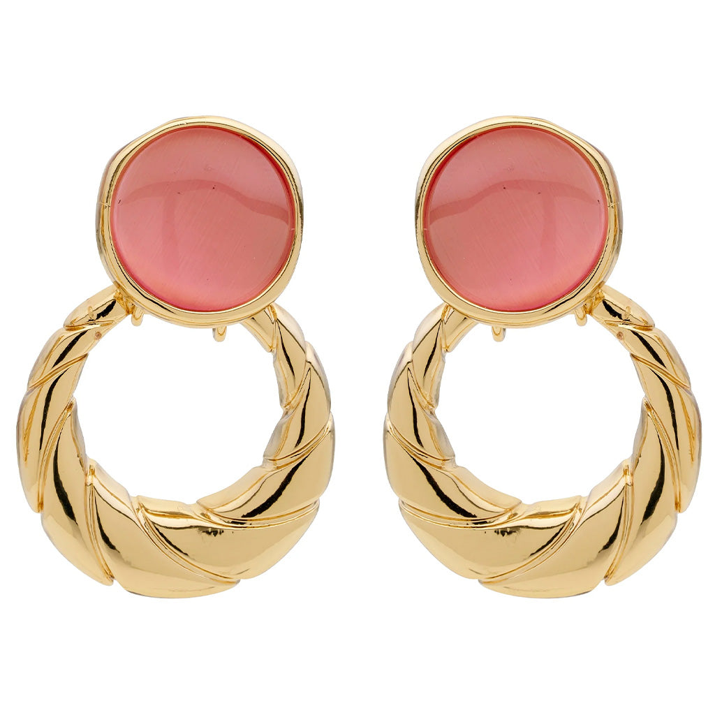 Cat Eye Knocker Clip On Earrings Rose