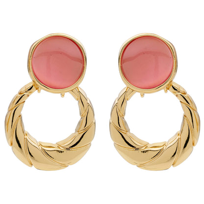 Cat Eye Knocker Clip On Earrings Rose