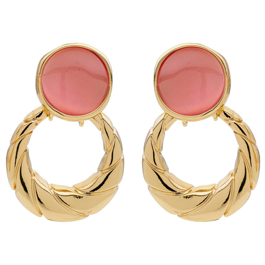Cat Eye Knocker Clip On Earrings Rose