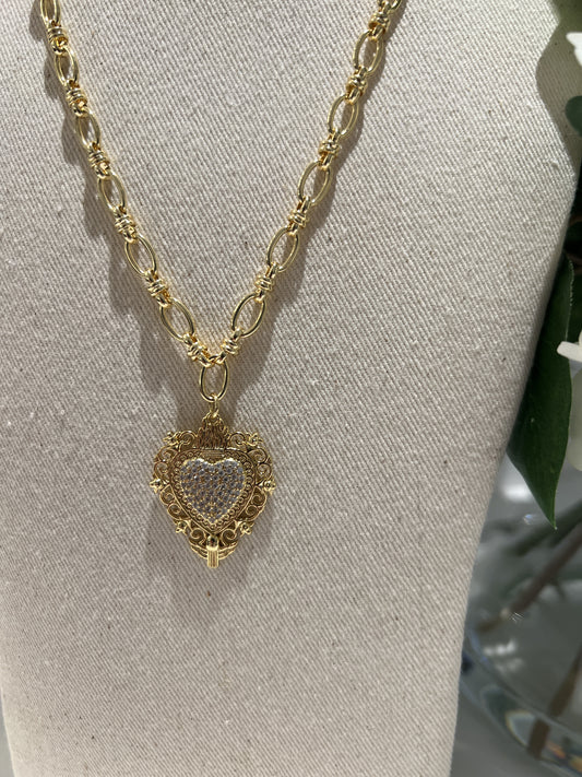 Diamanté Heart Necklace