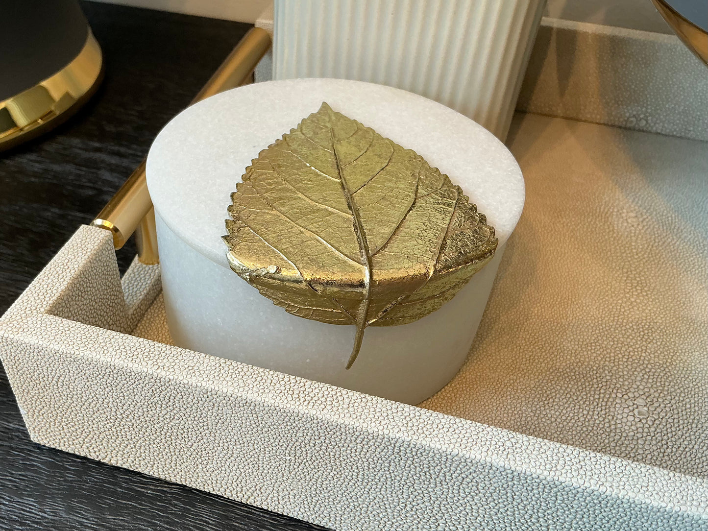 Bodhi Leaf Round Trinket Box