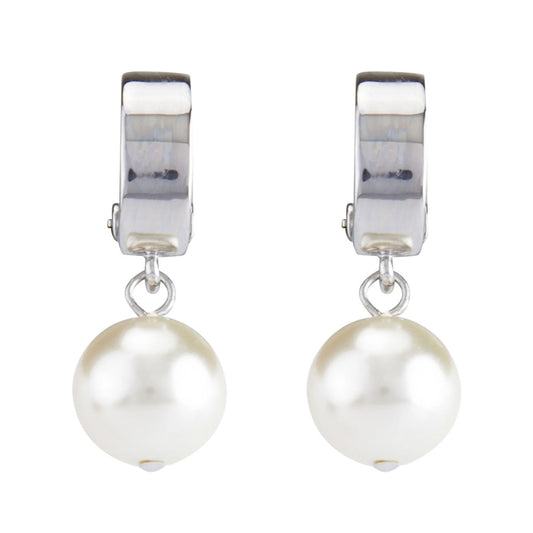Grace Pearl Drop Clip On Earrings Silver