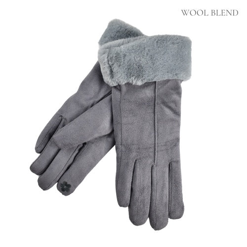 Grey Fur Lined Gloves