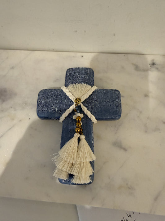 GEORGE AND COLE Calcada Blue Ceramic Cross - Small