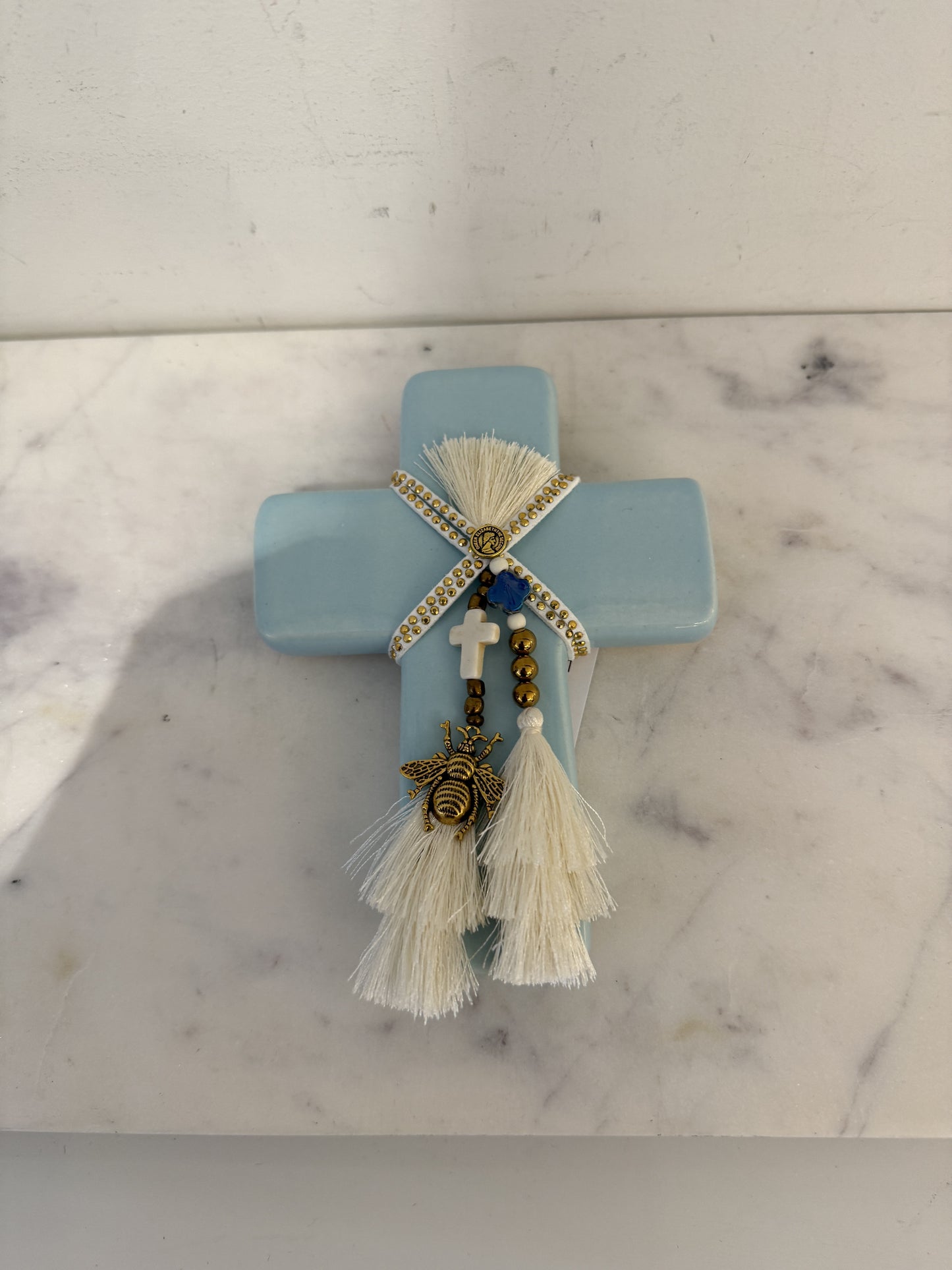 GEORGE AND COLE Queen B Pale Blue Cross - Small