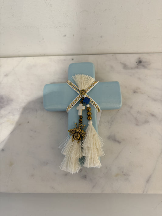 GEORGE AND COLE Queen B Pale Blue Cross - Small