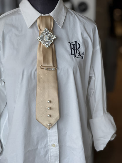 Hand-Embellished Champagne Tie
