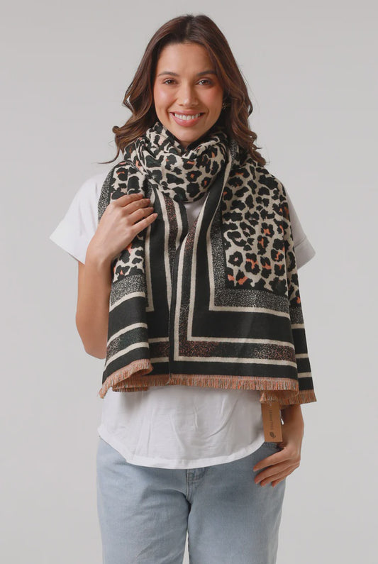 Leopard Winter Scarf - Orange