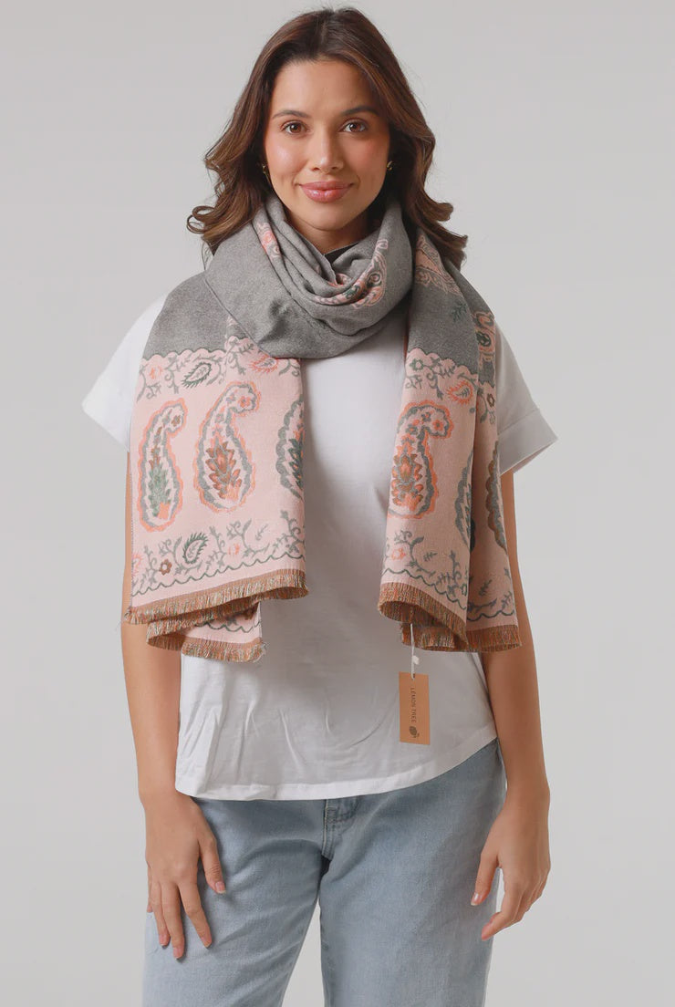 Paisley Winter Scarf - Grey