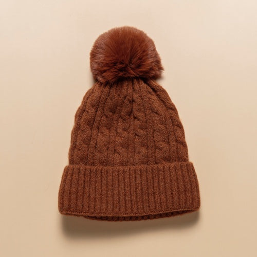 Burnt Orange Cable Knit Beanie