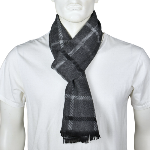 Grey Plaid Reversible Scarf