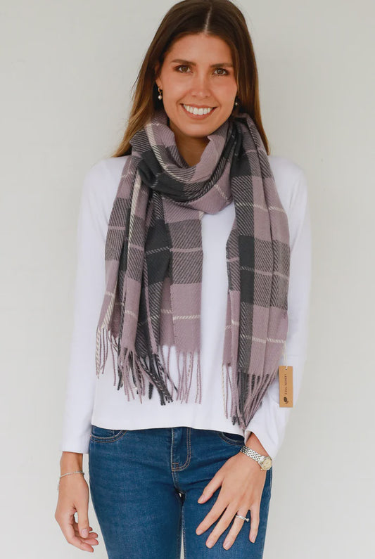 Winter Check Scarf - Mauve