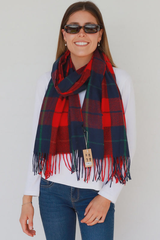 Winter Check Scarf - Red