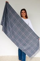 Winter Check Scarf - Deep Blue