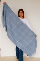 Winter Check Scarf - Pale Blue