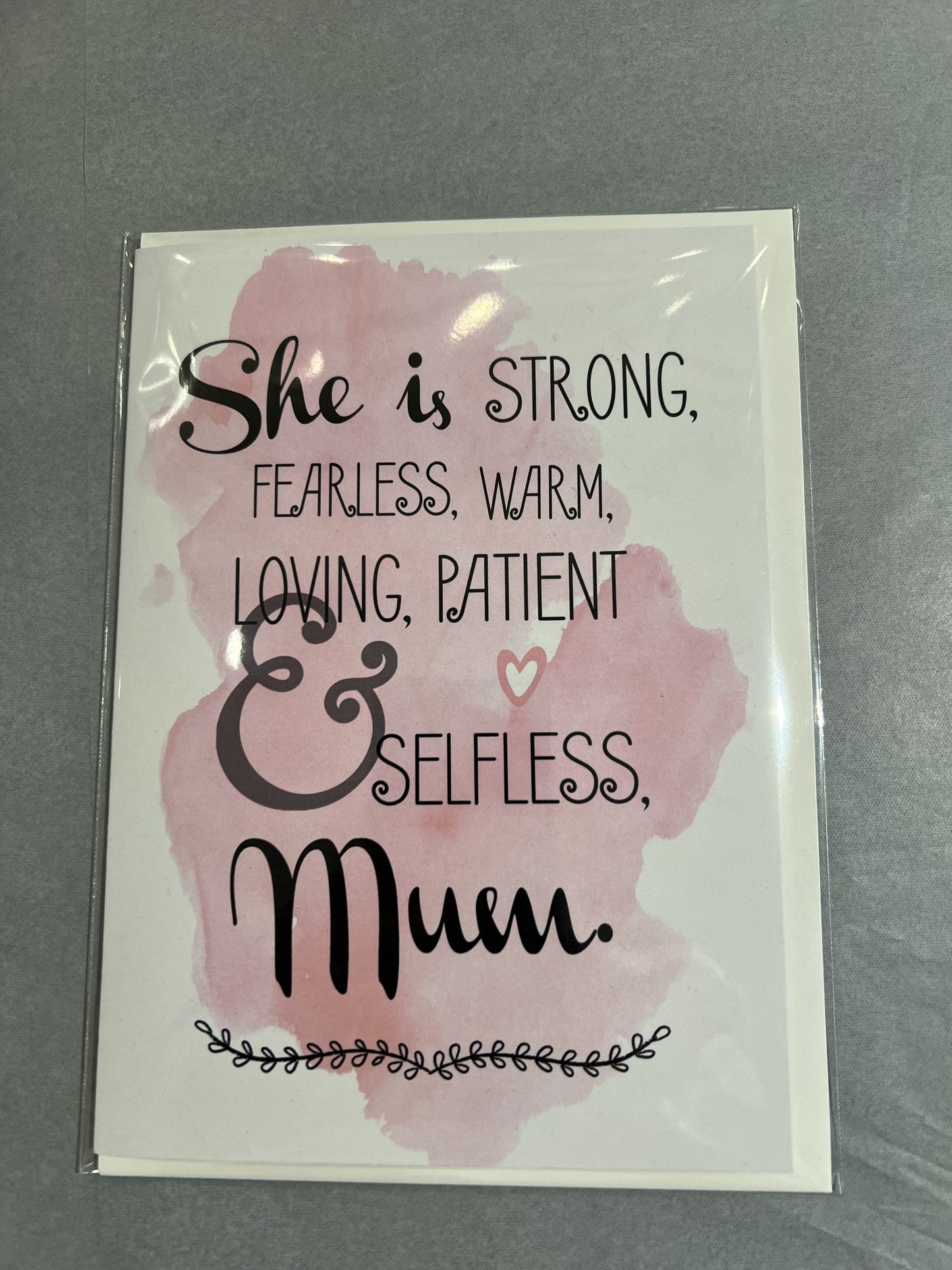 She Is Strong, Fearless, Warm Pink Greeting Card