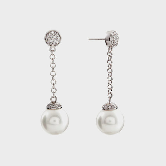 Christina Silver Stud & Pearl Drop Earrings Sybella