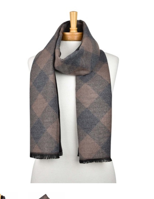 Mocha Diamond Check Scarf
