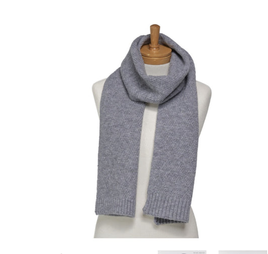 Grey Rib Knit Scarf