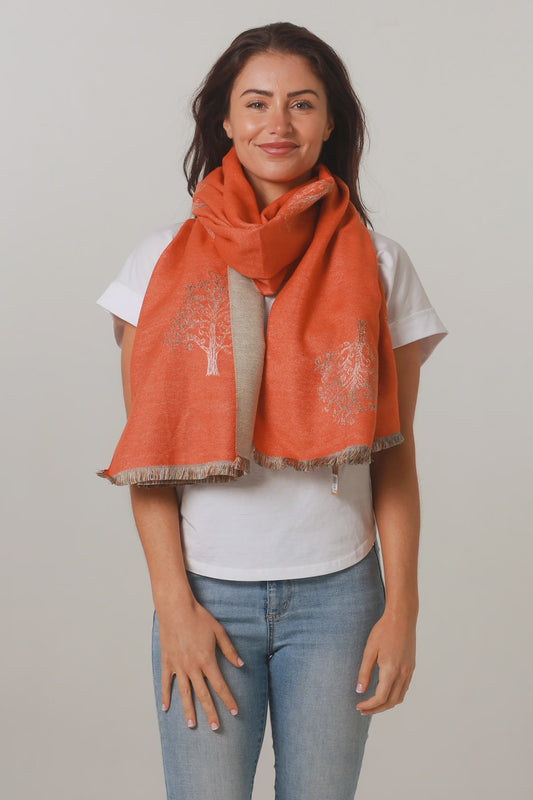 Anne Tree Of Life Scarf - Orange