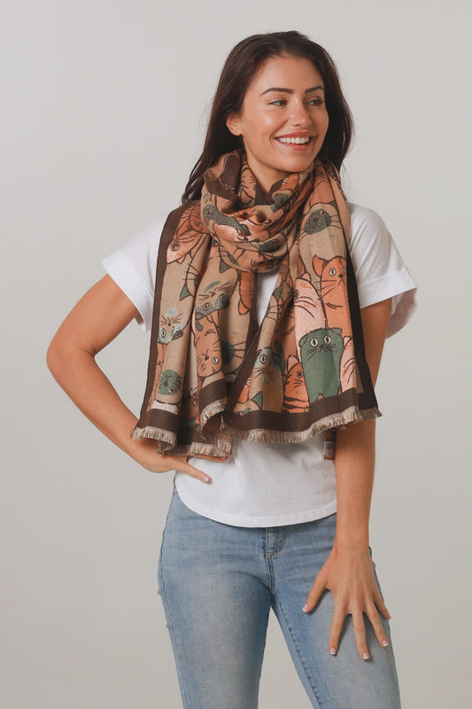 Crazy Cat Scarf - Multi Colour