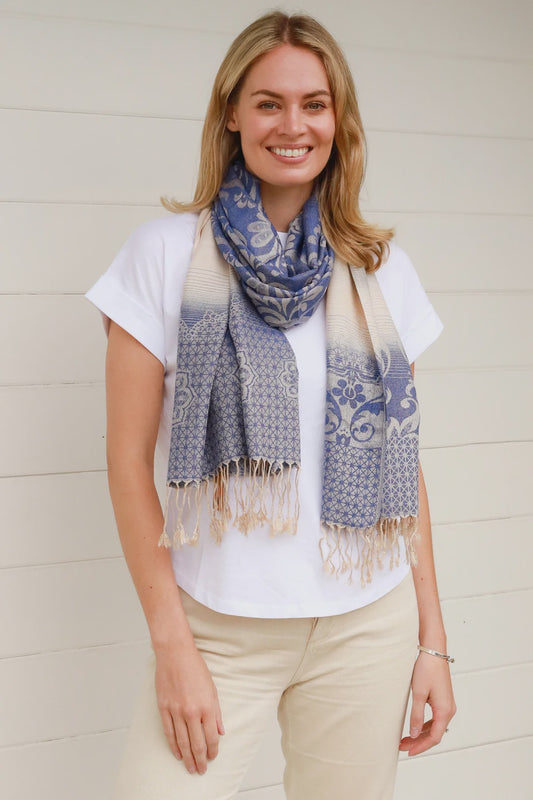 Blue Botanical  Pashmina