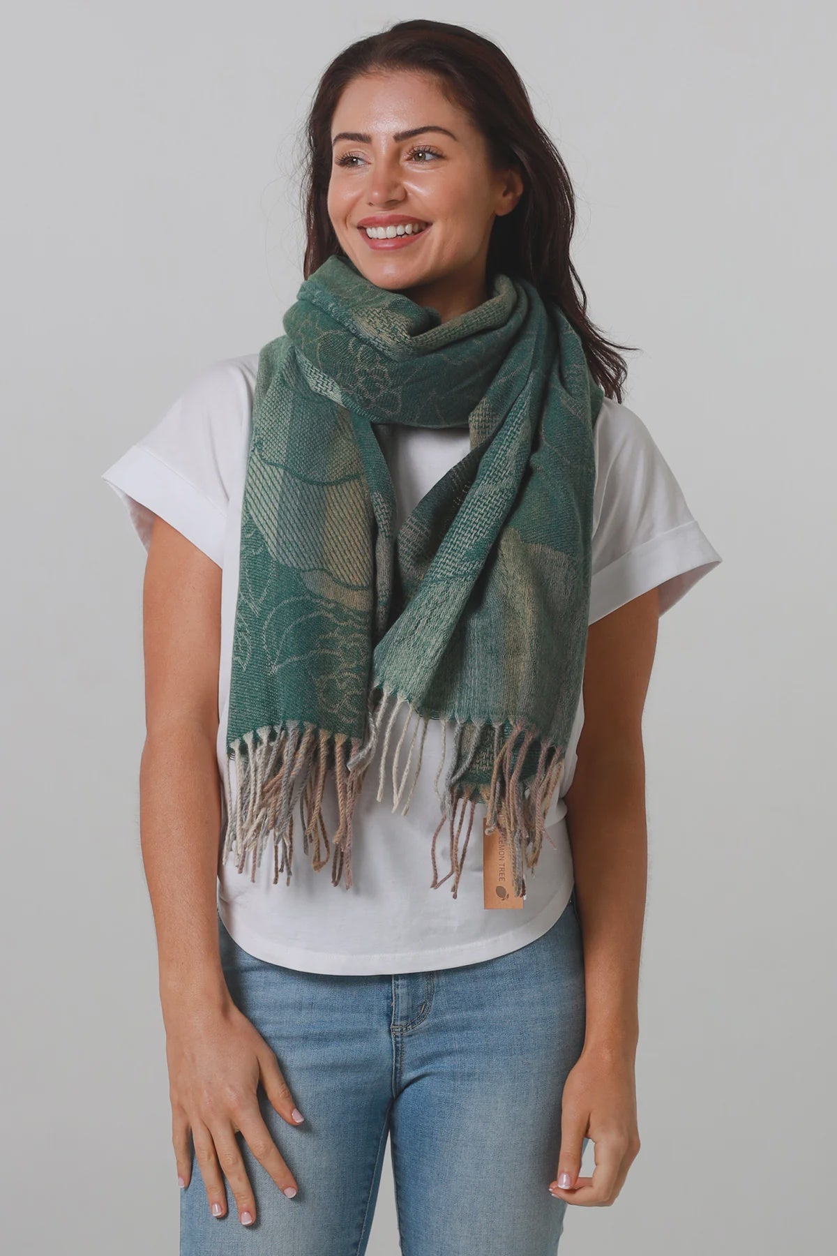 Green Large Flower Pashmina