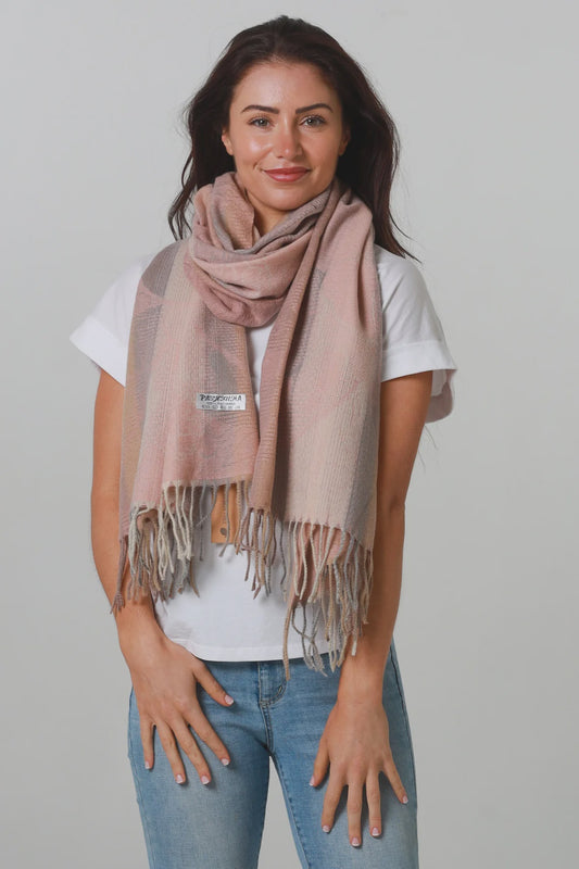 Peach Large Flower Pashmina