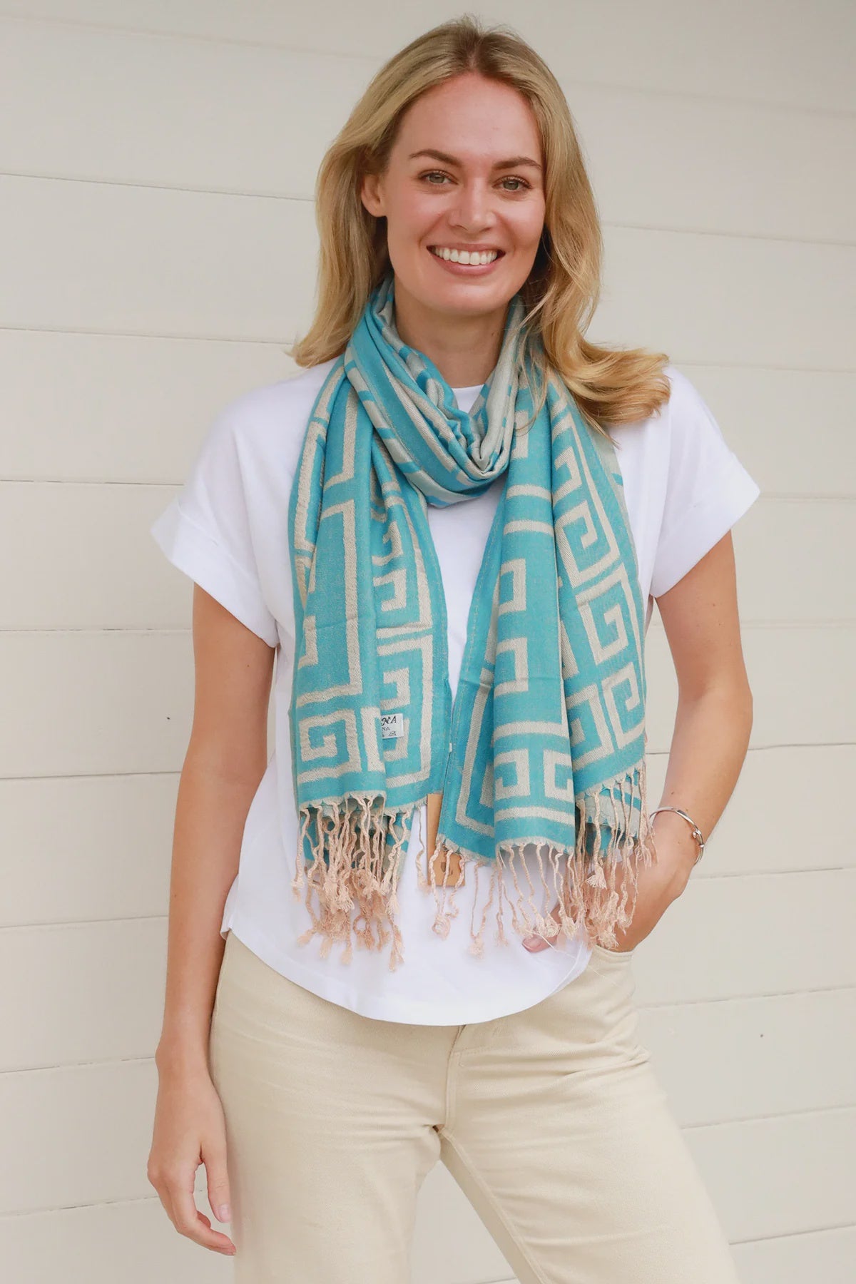 Blue And Beige Pashmina