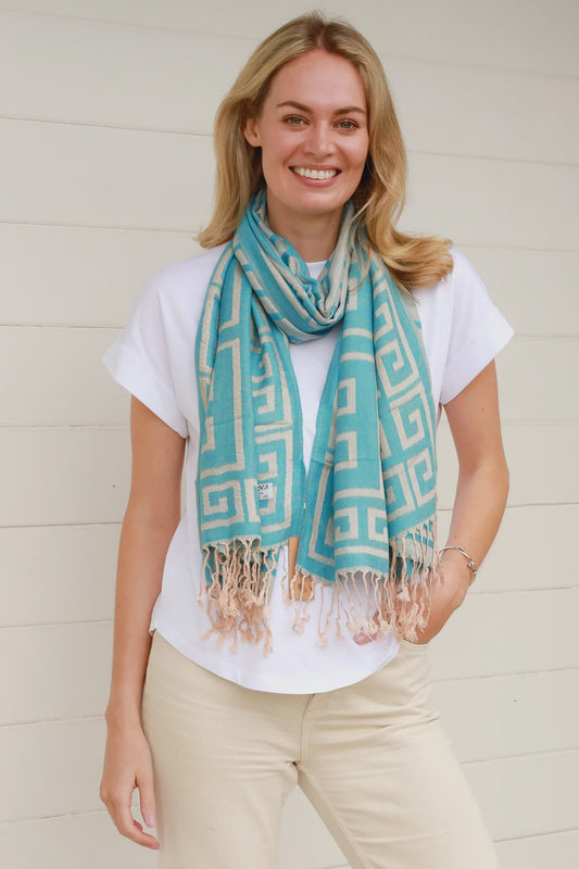 Blue And Beige Pashmina