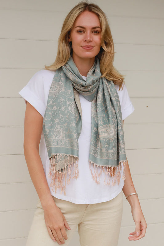 Pale Blue Large Paisley Pashmina