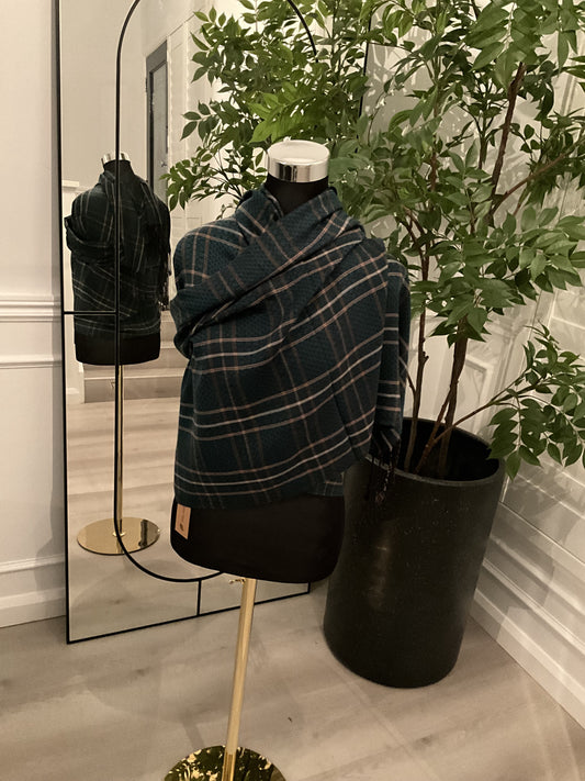 Green Check Pashmina