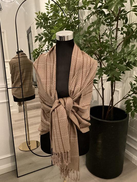 Beige Check Pashmina