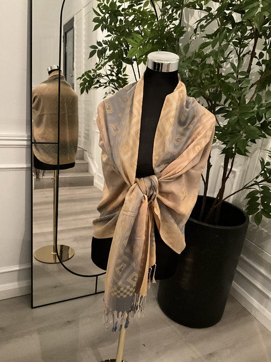Gold With Grey Pashmina