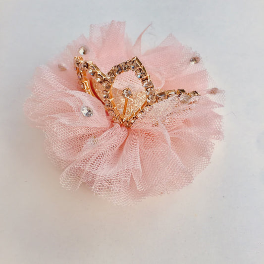 Tiara Crown Hair Clip - Pink