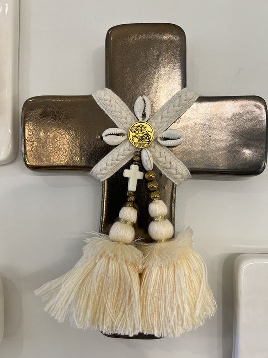 GEORGE AND COLE Aphrodite Gold Ceramic Cross - Medium